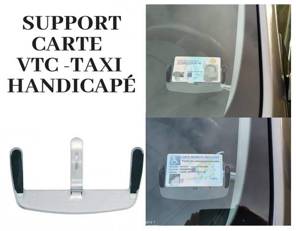 Porte Carte Pare Brise Handicapé PMR VTC Taxi Support Carte